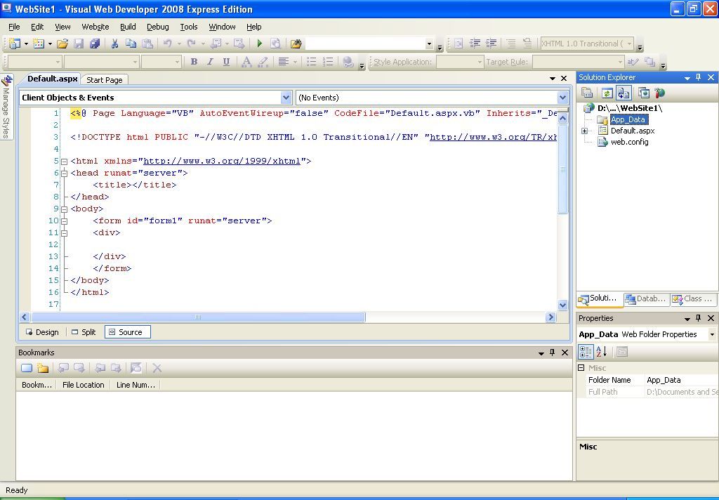 Microsoft Visual Web Developer 2008 Express Edition - Screenshot #3