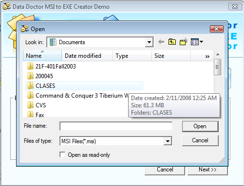 Data Doctor MSI to EXE Creator Demo - Screenshot #1