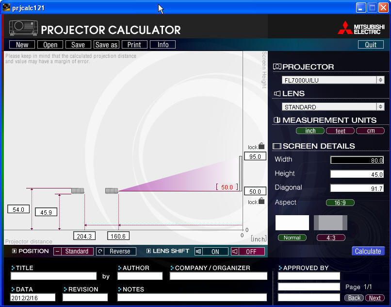 Projector Calculator latest version Get best Windows software