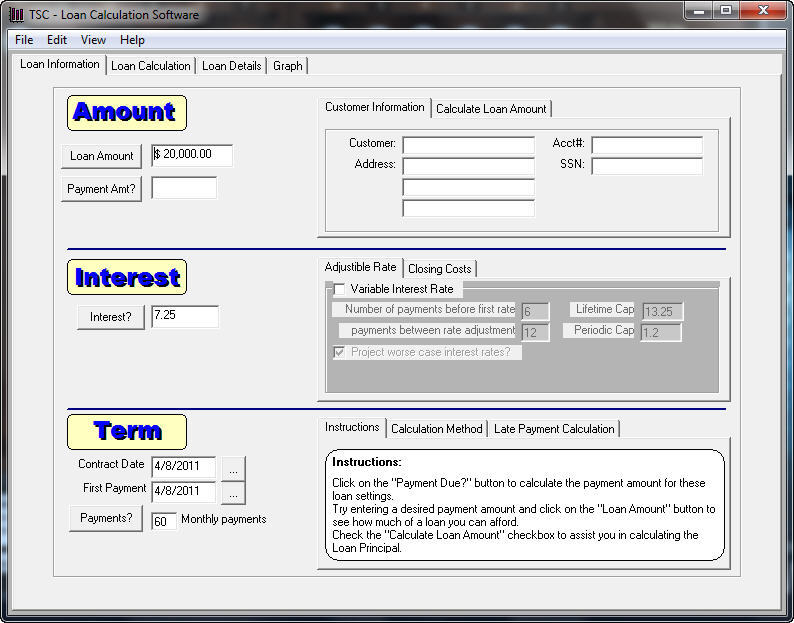 TSC Loan Calculation Software Advanced Edition latest version Get