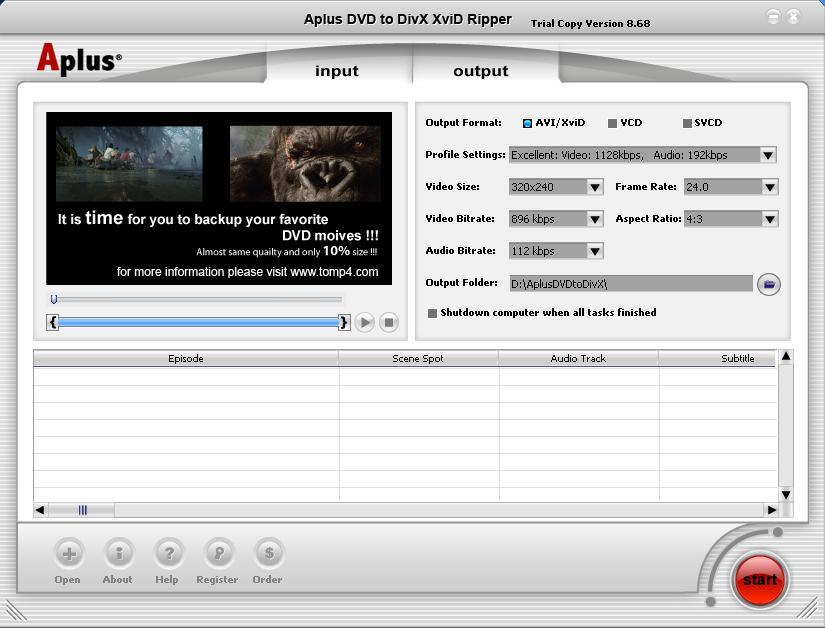Aplus DVD to DivX XviD Ripper - Screenshot #3