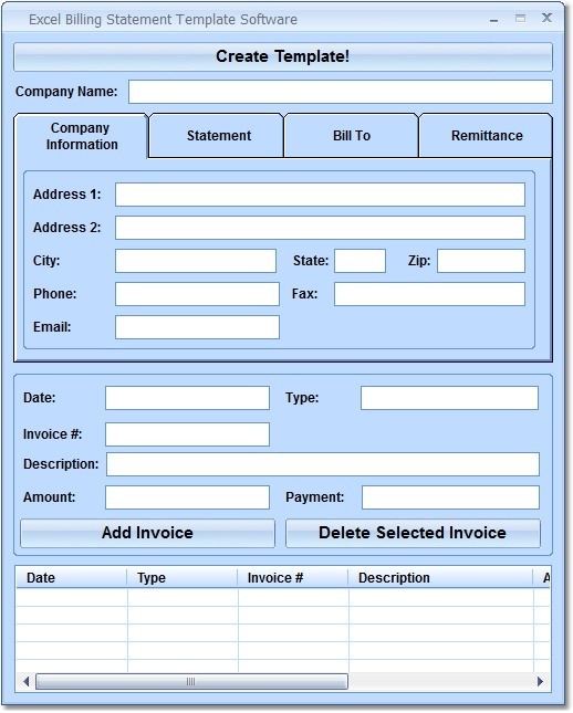 Excel Billing Statement Template Software - Screenshot #1