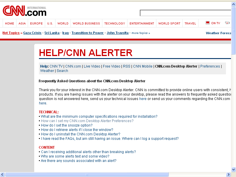 CNN.com Desktop Alerter - Screenshot #1