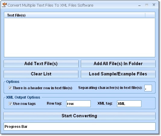 Convert Multiple Text Files To XML Files Software - Screenshot #1