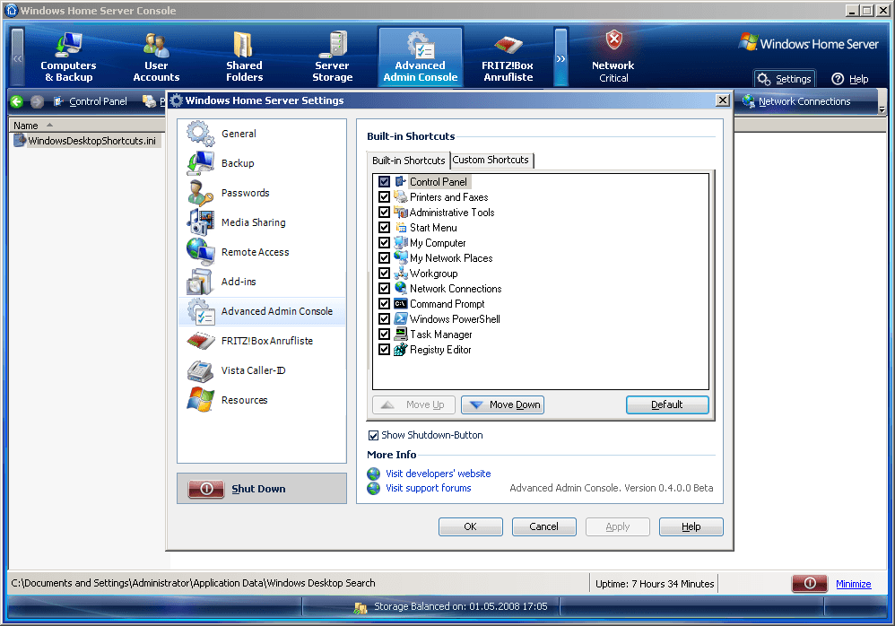 Advanced Admin Console AddIn download for free - SoftDeluxe