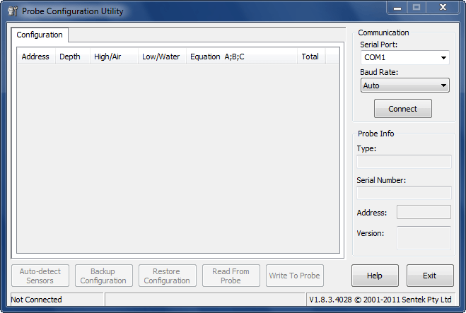 Probe Configuration Utility - Screenshot #1