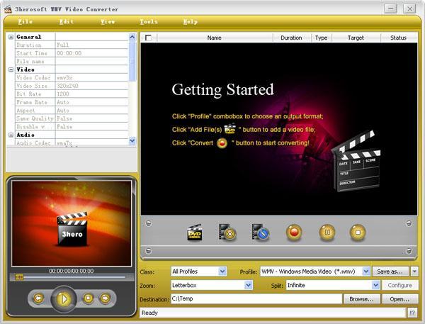 3herosoft WMV Video Converter - Screenshot #2