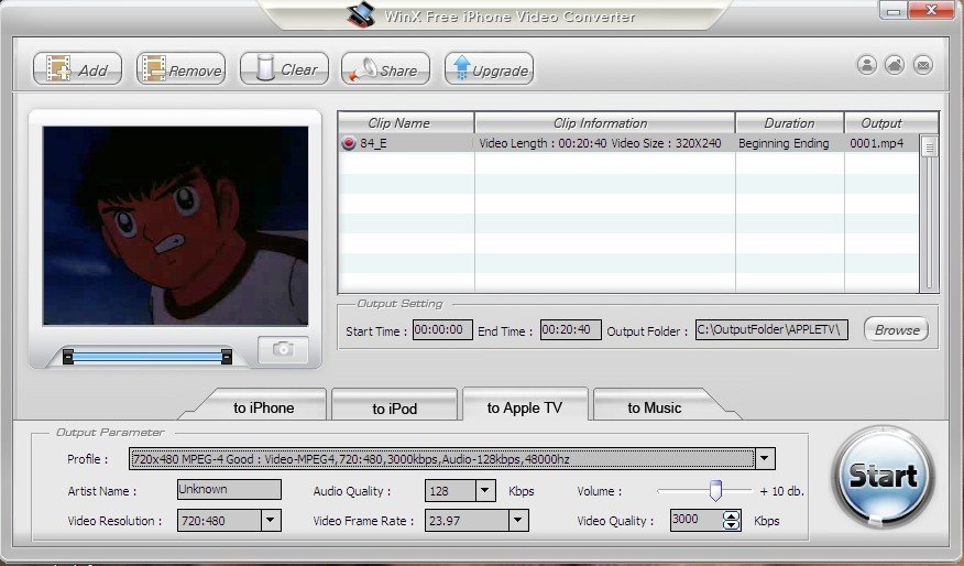 WinX Free iPhone Video Converter - Screenshot #3