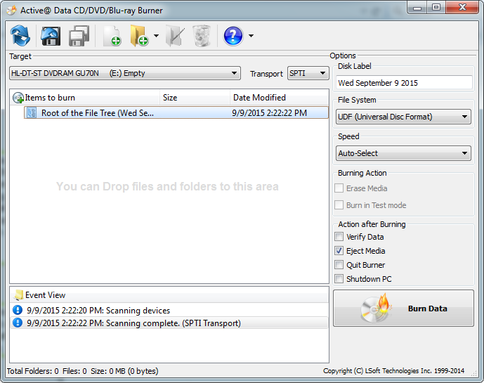 Active@ Data CD/DVD/Blu-ray Burner - Screenshot #2