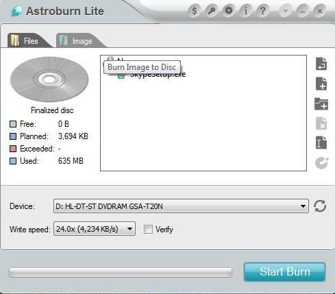 Astroburn lite как записать образ на диск