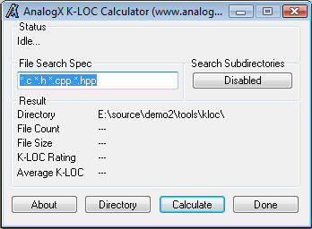 AnalogX K-LOC Calculator - Screenshot #1