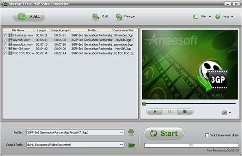 Aneesoft Free 3GP Video Converter - Screenshot #2