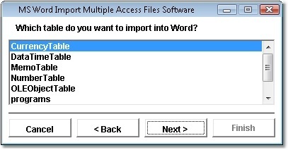 MS Word Import Multiple Access Files Software - Screenshot #1