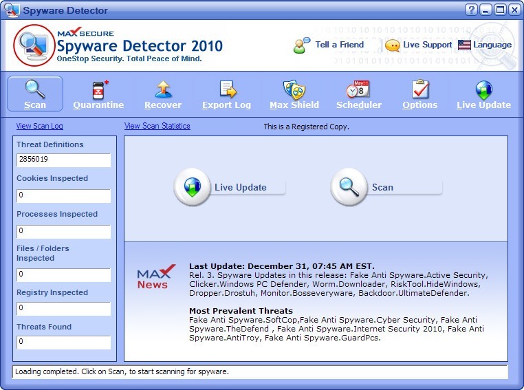 Max Spyware Detector - Screenshot #1