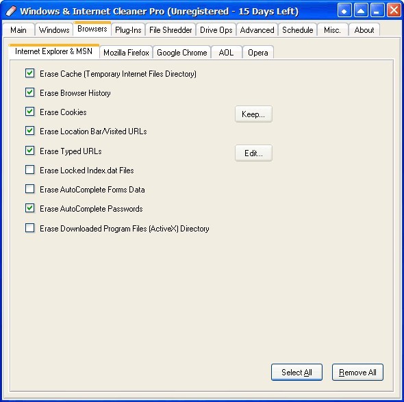 Windows & Internet Cleaner Pro - Screenshot #3