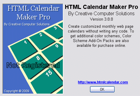HTML Calendar Maker Pro - Screenshot #1