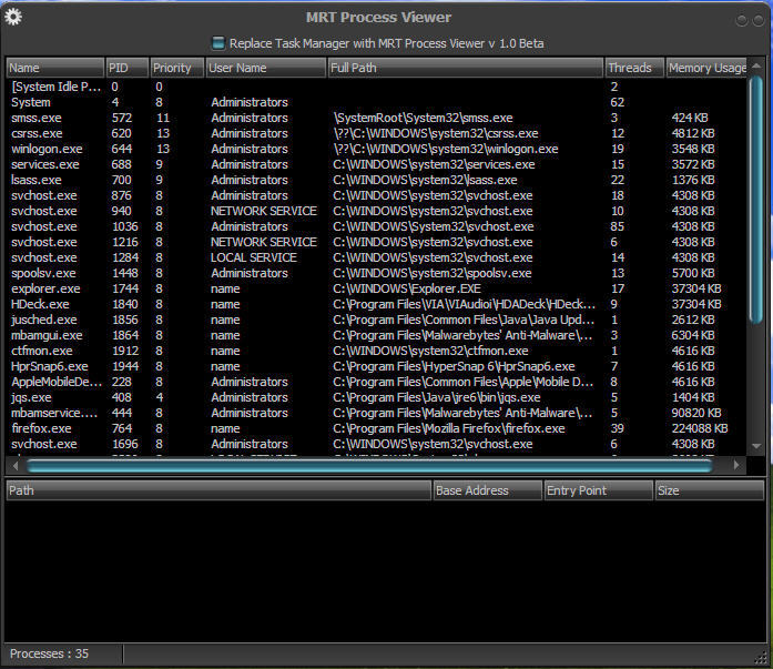 MRT Process Viewer download for free - SoftDeluxe