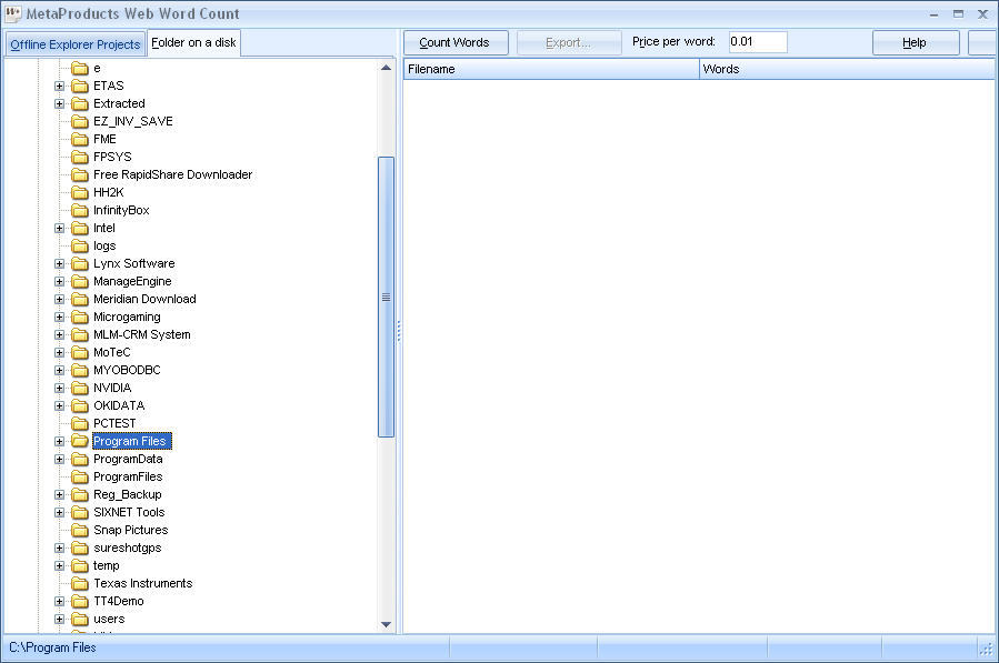 MetaProducts MetaProducts Web Word Count - Screenshot #1