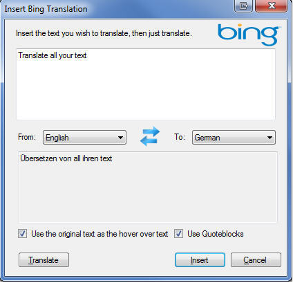 bing language translator