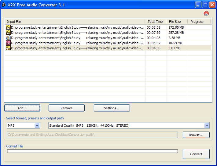 X2X Free Audio Converter - Screenshot #4