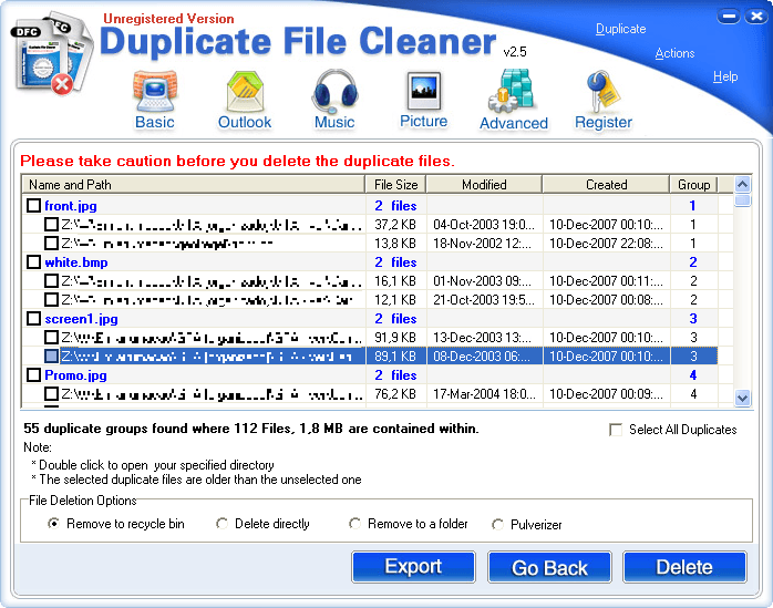 freee duplicate file cleaner