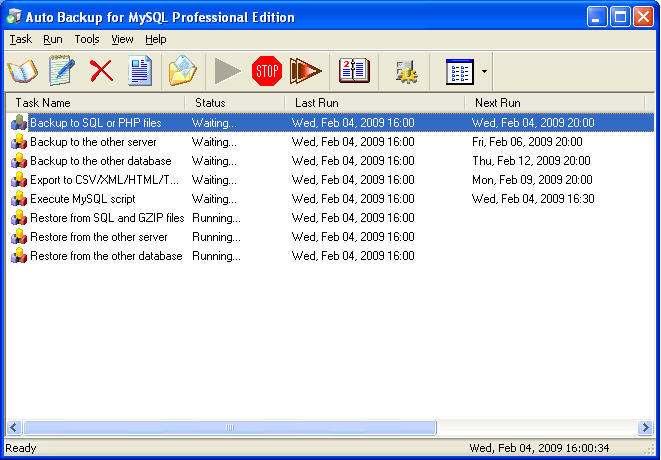 Auto Backup for MySQL Professional Edition - Screenshot #1