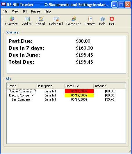 R6 Bill Tracker - Screenshot #1