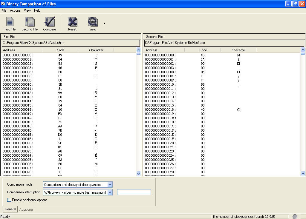 Binary Comparison of Files download for free - SoftDeluxe