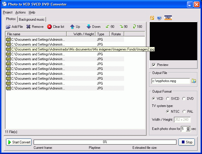 Photo to VCD SVCD DVD Converter - Screenshot #3