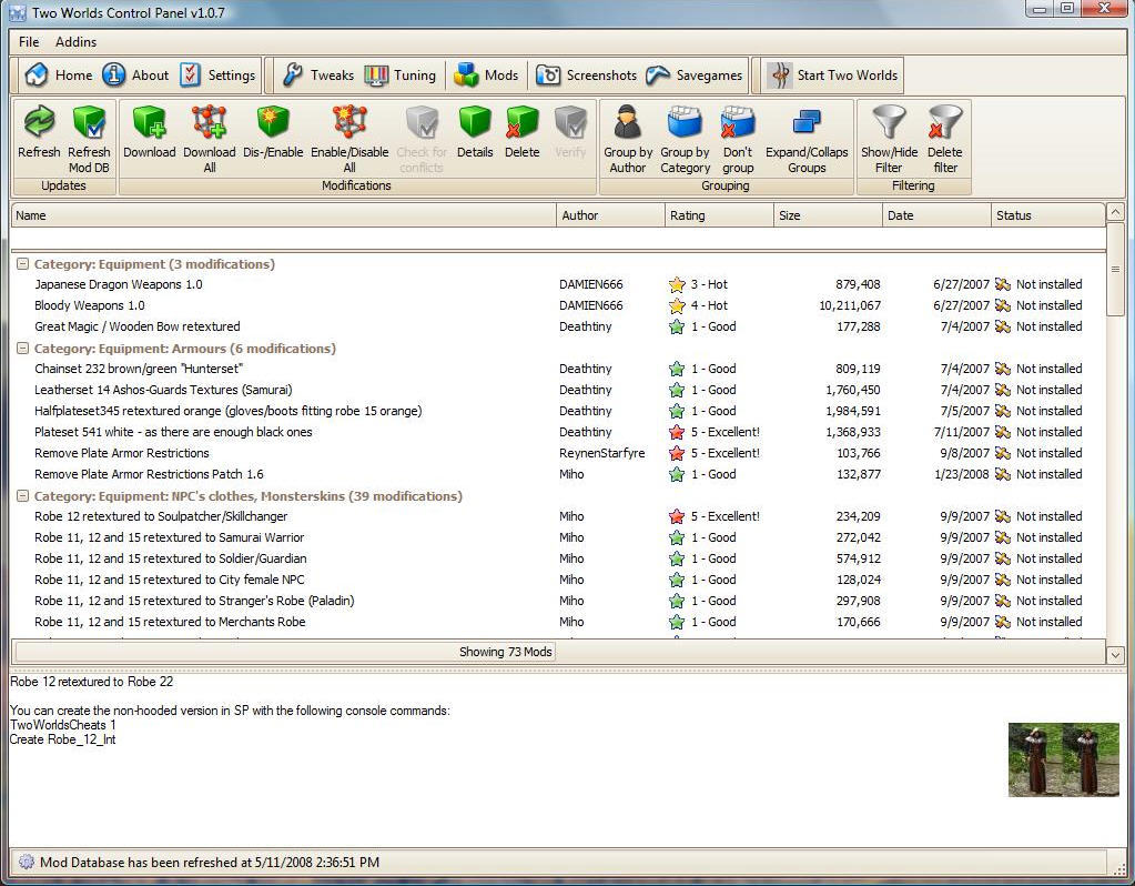 Two Worlds Control Panel - Screenshot #1