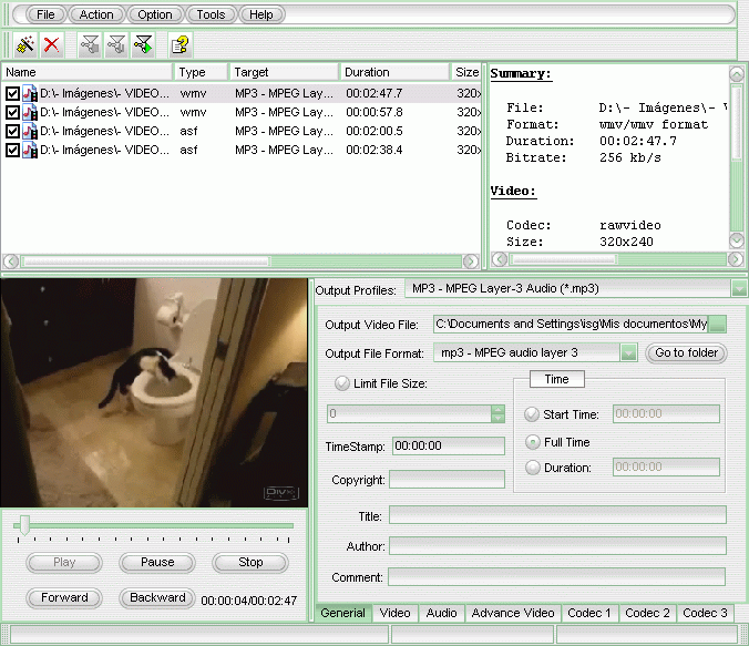 YASA AVI WMV ASF MOV VOB to MP3 Converter - Screenshot #4