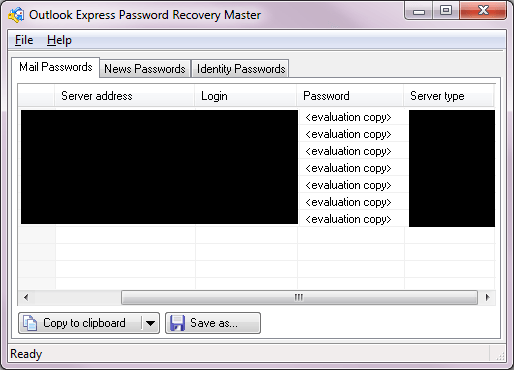 Outlook Express Password Recovery Master - Screenshot #4