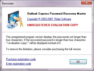 Outlook Express Password Recovery Master - Screenshot #3