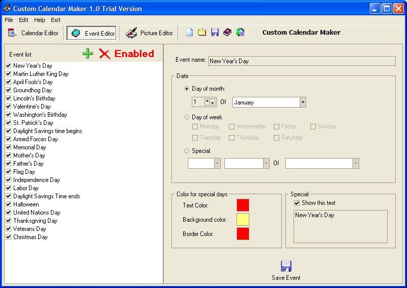 Custom Calendar Software Custom Calendar Maker download for free - SoftDeluxe