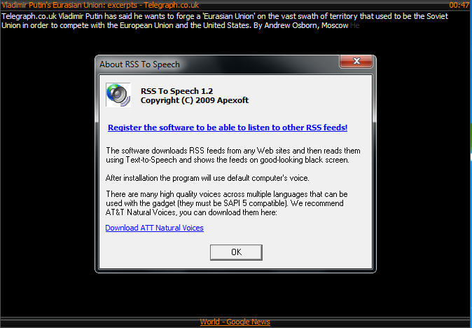 RSS To Speech - Screenshot #1