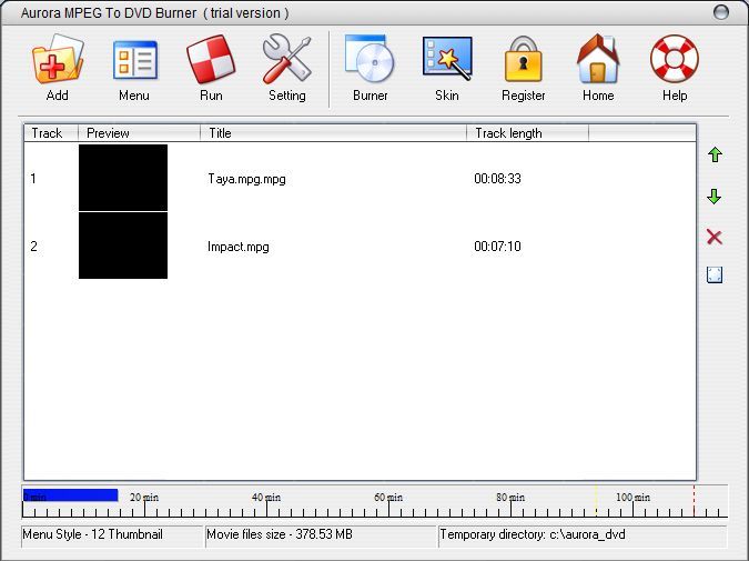 Aurora MPEG To DVD Burner - Screenshot #3