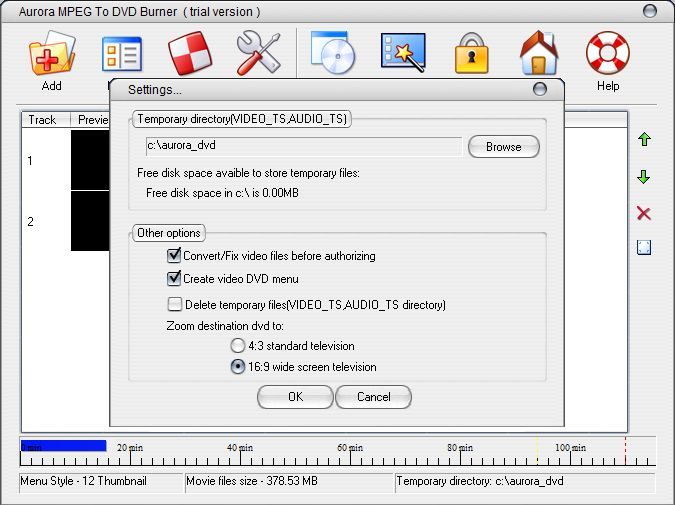 Aurora MPEG To DVD Burner - Screenshot #2