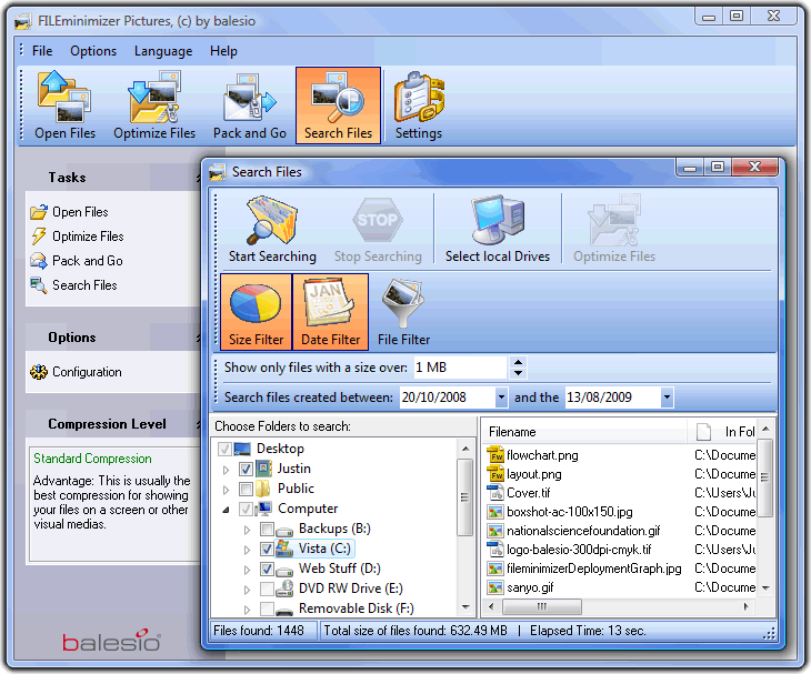 FILEminimizer Pictures - Screenshot #9