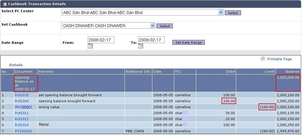 InCharge Cashbook - Screenshot #1