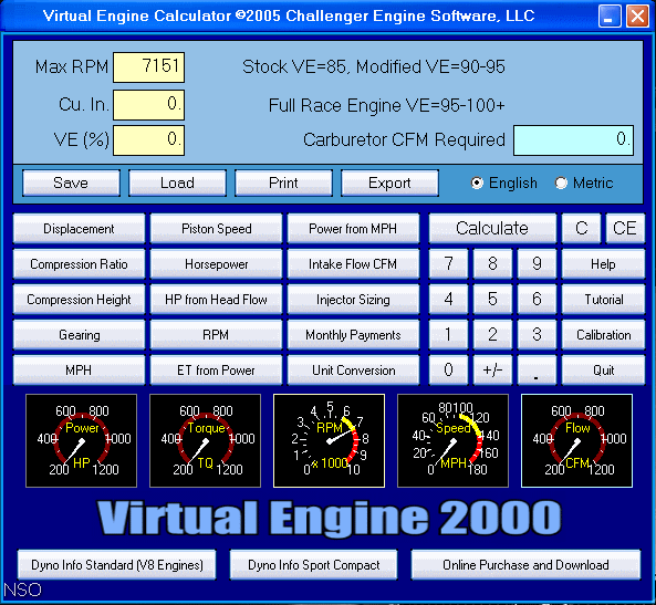 Virtual Engine Calculator - Screenshot #1