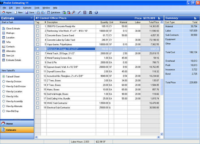 excel estimating software free for fabrication