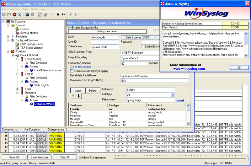 Sectionname ru настройки логирования en logger config. WINSYSLOG. Таблица Syslog. Windows Syslog. Event database.