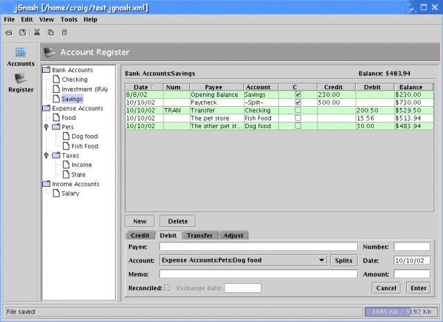 jGnash - Screenshot #1