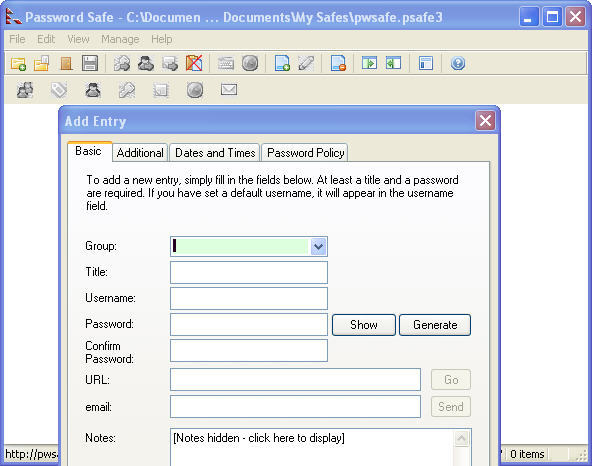 Password Safe for Windows - Screenshot #1