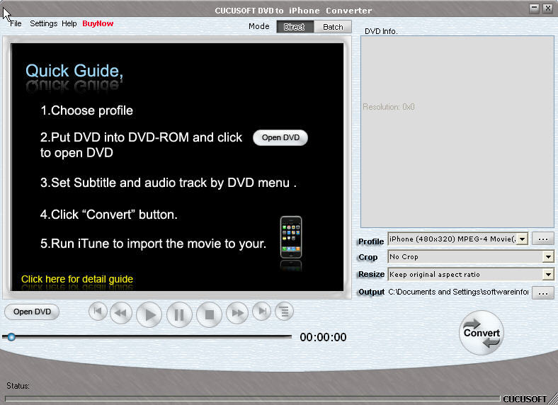 Cucusoft DVD to iPhone Converter - Screenshot #1