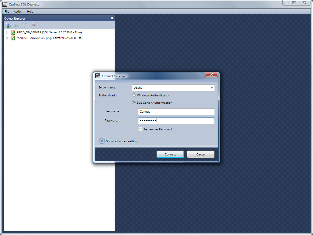 Optillect SQL Decryptor latest version - Get best Windows software