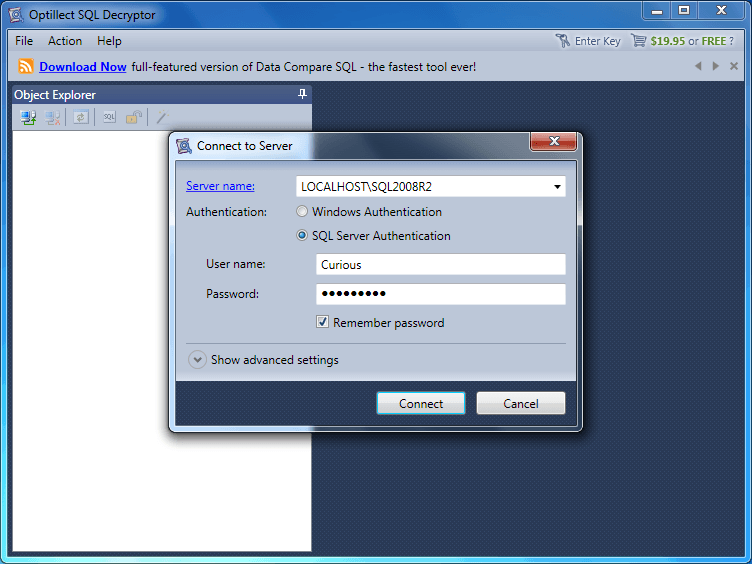 Optillect SQL Decryptor latest version - Get best Windows software