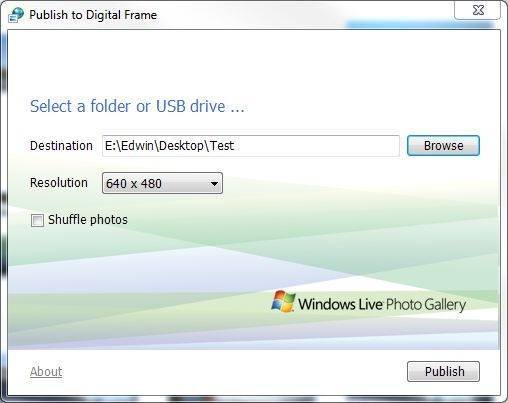 Publish to Photo Frame - Screenshot #1