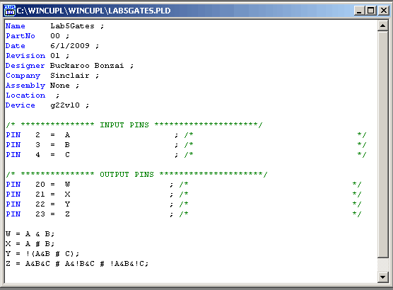 WinCupl - Screenshot #1