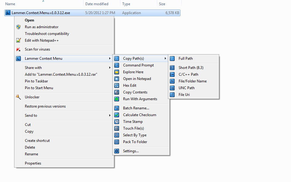 Lammer Context Menu - Screenshot #8